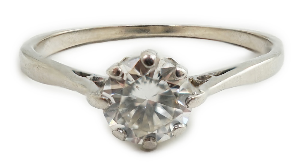 A platinum and solitaire diamond set ring